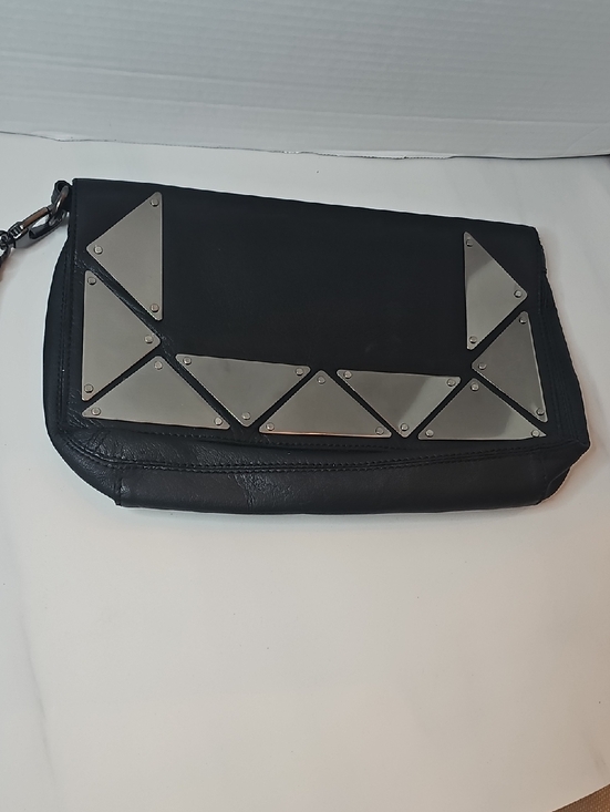 Danier Handbags - Danier Black Clutch with Silver Stud Triangles